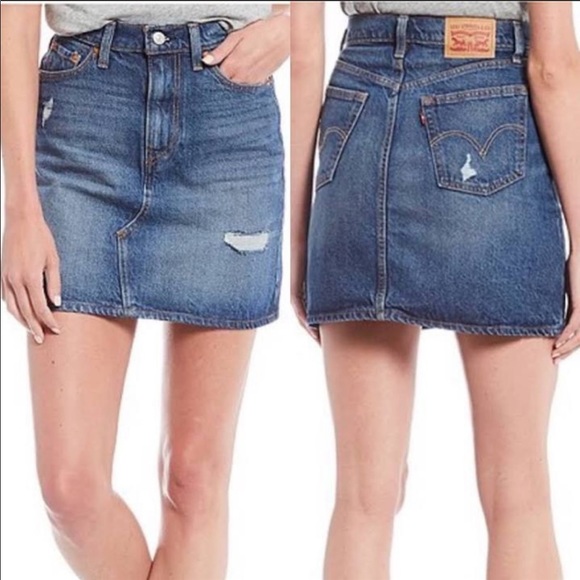 Levi's Dresses & Skirts - Levi’s Deconstructed Distressed Mini Jean Skirt